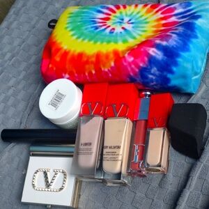 Valentino Beauty Set with Tie-Dye Pouch Some Products are Kiehls and Dior